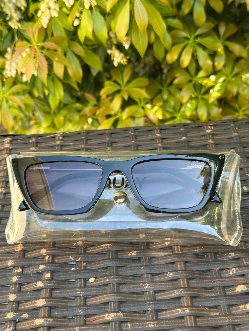 Quay Australia Black Sunglasses with Blue-Reflective Lenses